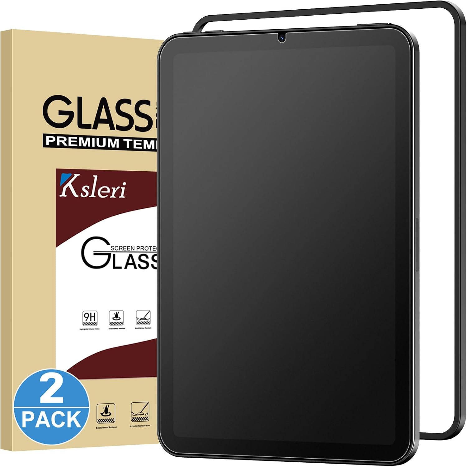 2 Pack for iPad Mini 8.3" A17 Pro 2024 7th Gen/iPad Mini 6 (2021, 6th Gen) Matte Glass Screen Protector (Not Privacy) Anti Glare Anti Fingerprint Tempered Glass Film with Alignment Frame