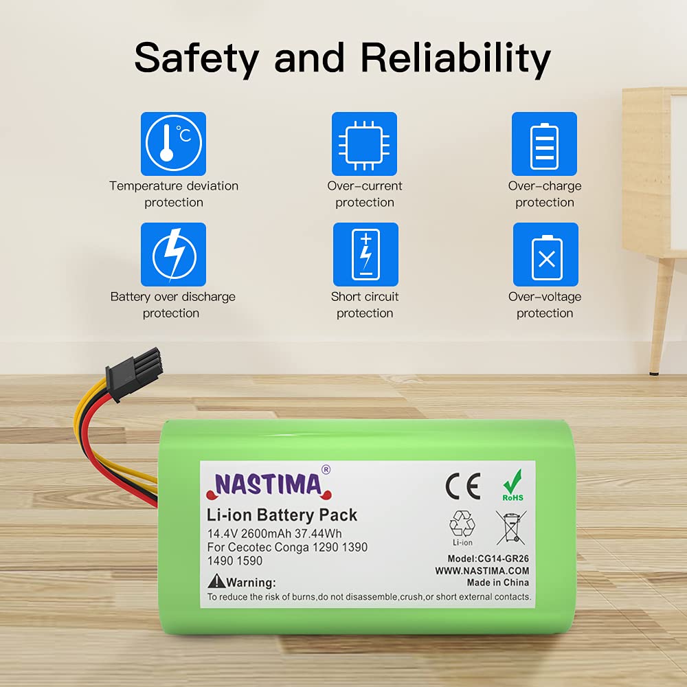 NASTIMA 14.4V 2600mAh Batería de Repuesto de Iones de Litio Compatible con Conga Excellence 1290 1390 1490 1590