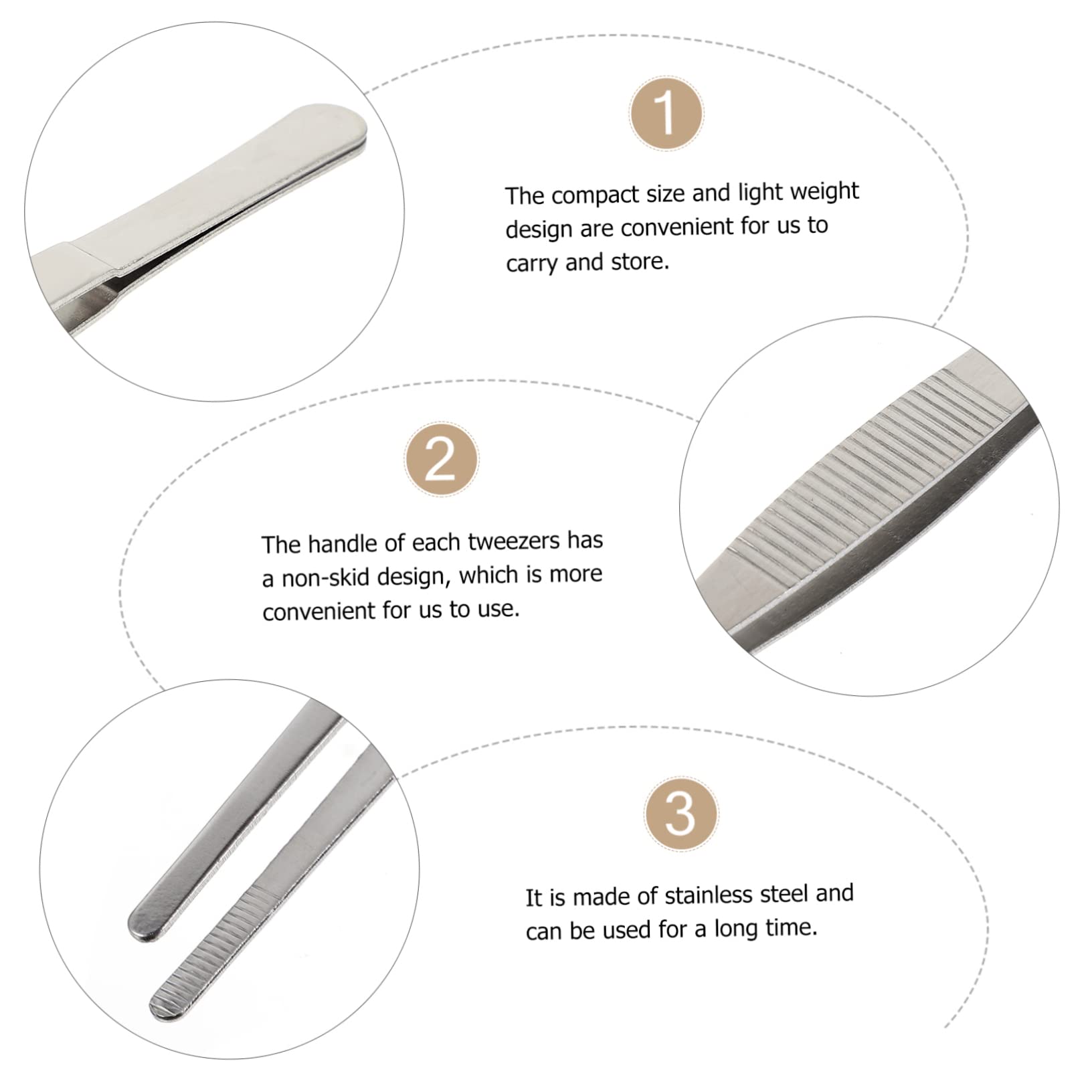 OSOLADY DIY Handmade Essential 4pcs Stainless Steel Tweezers Non-Skid Handle Long Straight for Gardening Crafting