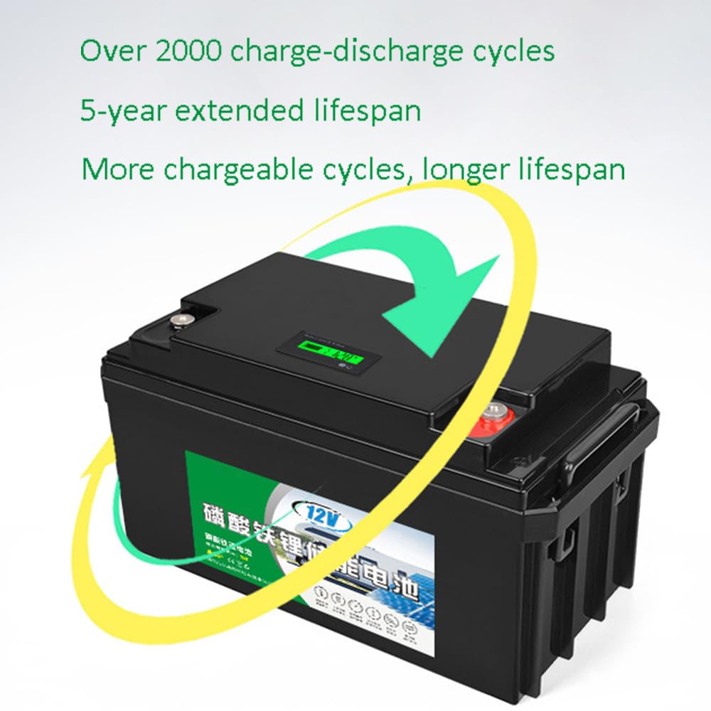 Batteria al Litio LiFePO4 a Ciclo Profondo da 12 V 66 Ah, Batteria Ricaricabile ad Alta capacità da 12 V per Camper, roulotte e sistemi di accumulo di energia Solare.