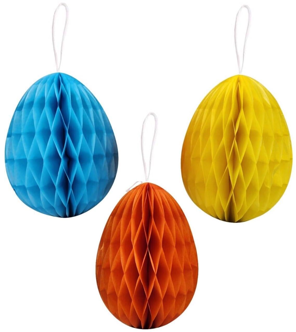 PaulStore Pack Of 3 Easter Party Large Honeycomb Paper Tablescape Table Hanging Decoration 25cm Random