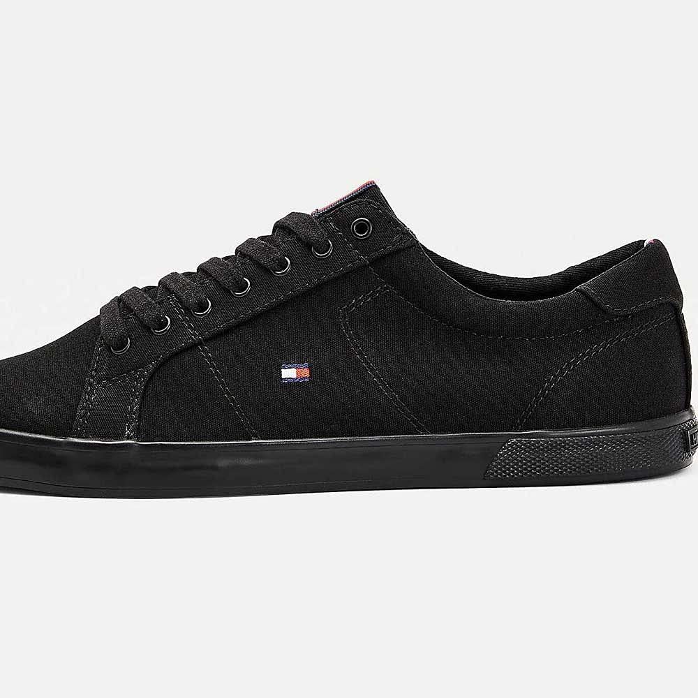 Tommy Hilfiger Zapatillas para Hombre Sneaker con Suela Vulcanizada, Negro (Black/Black), 42