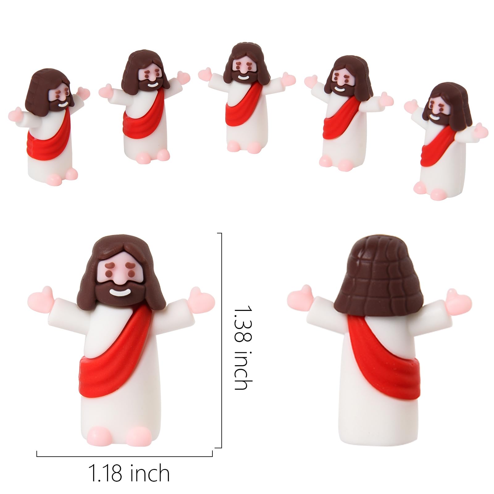 ARCHCRTC 30 Pcs Little Jesus Figurine Mini Tiny Jesus Figures Religious Christ Savior Doll for Hide and Seek Sunday Easter Egg Stuffers Baptism Gift (30, Red)