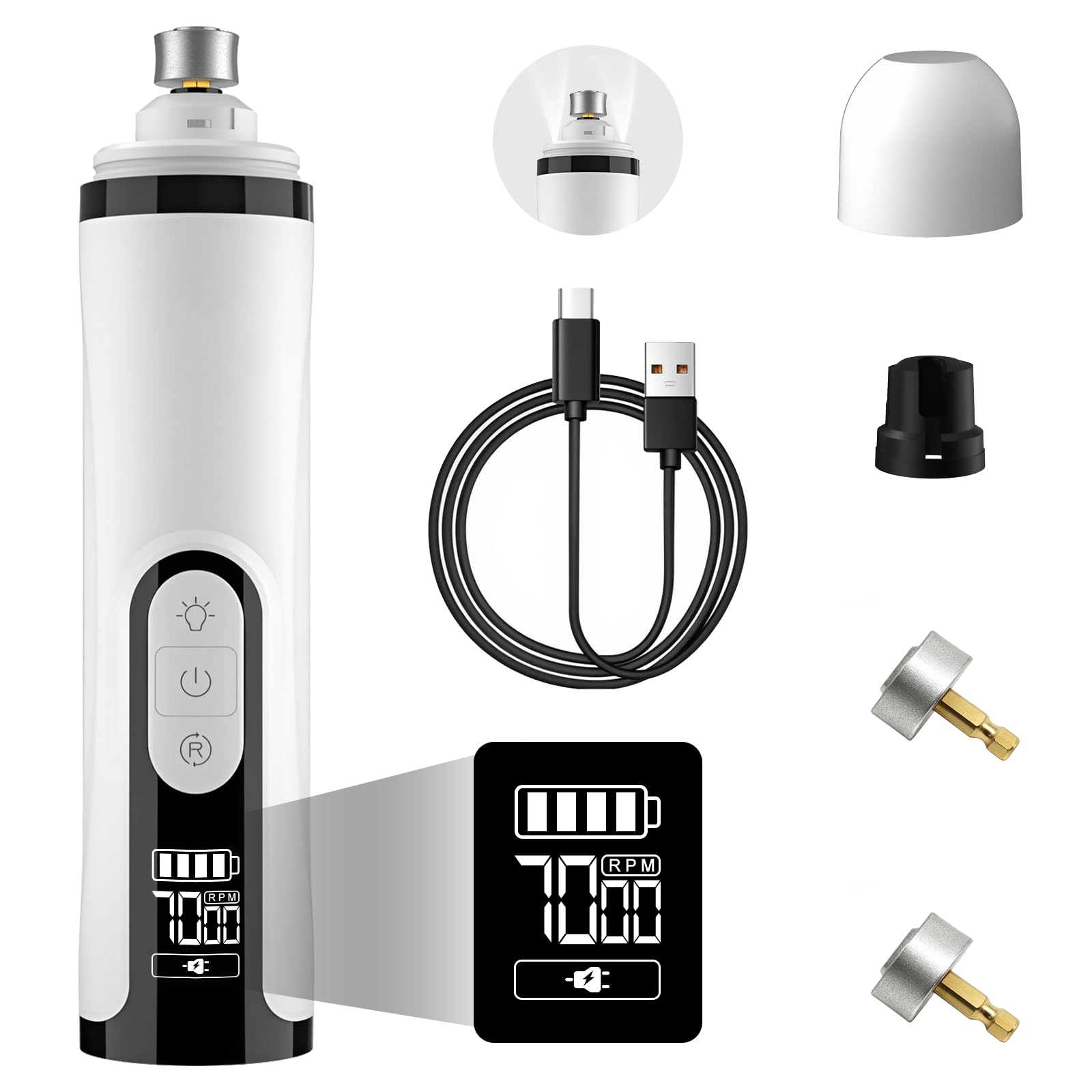 Silent Groom Pro Nail Grinder for Dogs - Quiet Dog Nail Grinder with LED Light, 3-Speed Cordless, 2000mAh Battery & 2 Grinding Heads for Safe Trimming of Small, Medium, Large Dogs and Cats