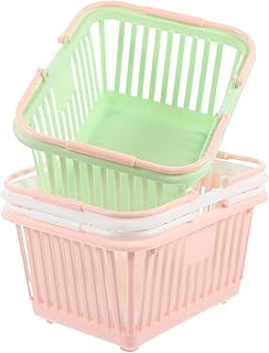 Abaodam 家庭用収納バスケット プラスチック製 耐摩耗収納容器 バスルーム キッチン オフィス用 3個セット