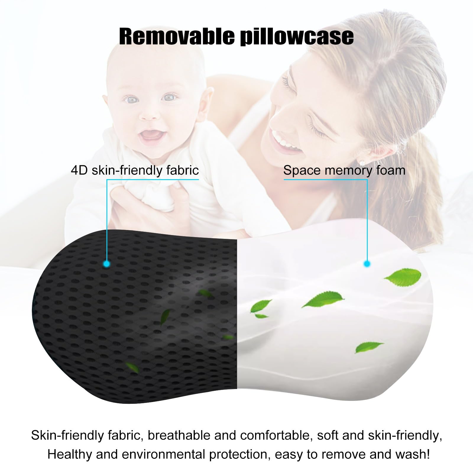EPROICKS Cojin Lumbar, Cojín Lumbar Dormir, Cojín Lumbar Cama, Almohada Lumbar para Coche, Silla Oficina, Cama, Sofa Soporte Lumbar (Negro)