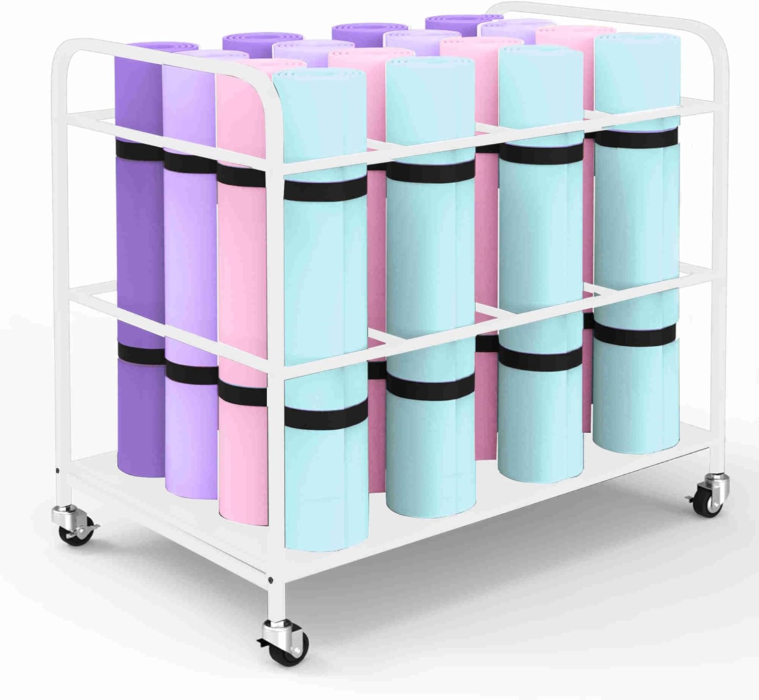 Yoga Mat Holder Organizer Yoga Mat Storage Rack Basket for Home Gym Exercise Workout Equipment Storage Shelf Cart