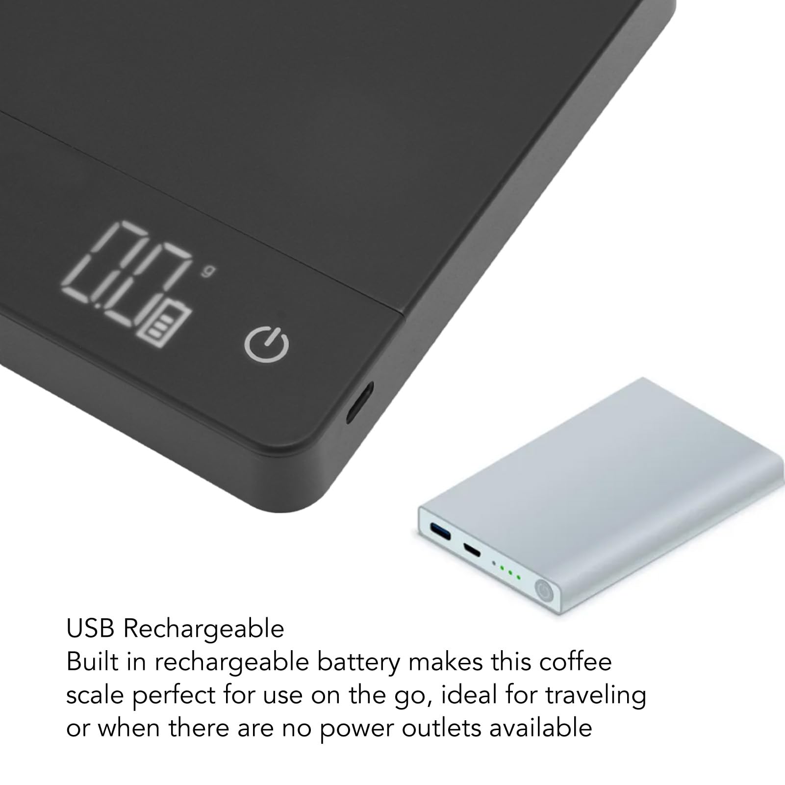 Mini balance à café rechargeable avec minuterie, balance à expresso, balance précise de 0,1 g pour expresso et verser sur le café, balance de cuisine numérique portable ﻿ (5 kg/0,1 g)