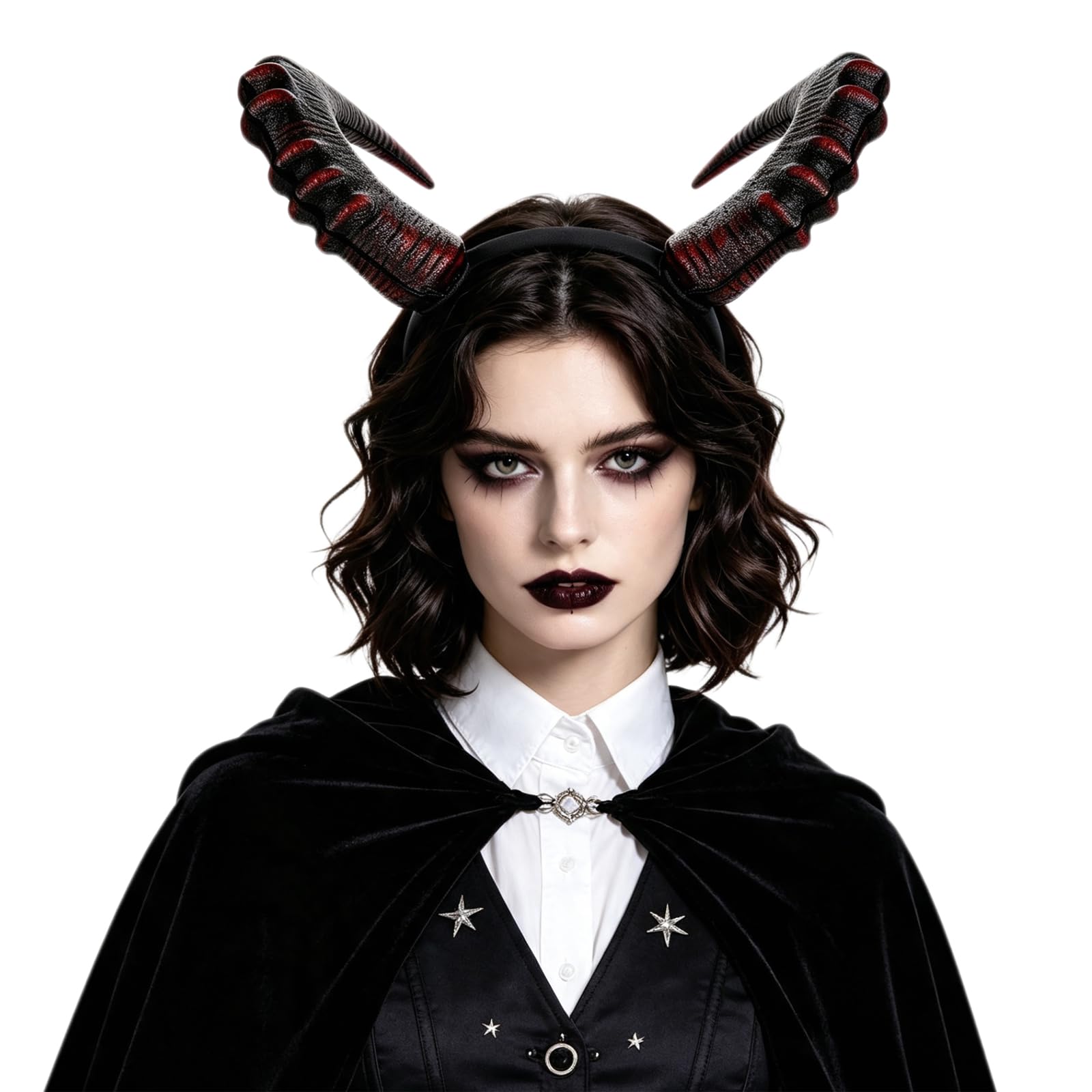 IBLUELOVER Devil Horn Headband for Men Women Red Black Gothic Large Headpiece Lightweight Spooky Costume Accessory for Halloween Carnival Masquerade Ghost Party Cosplay