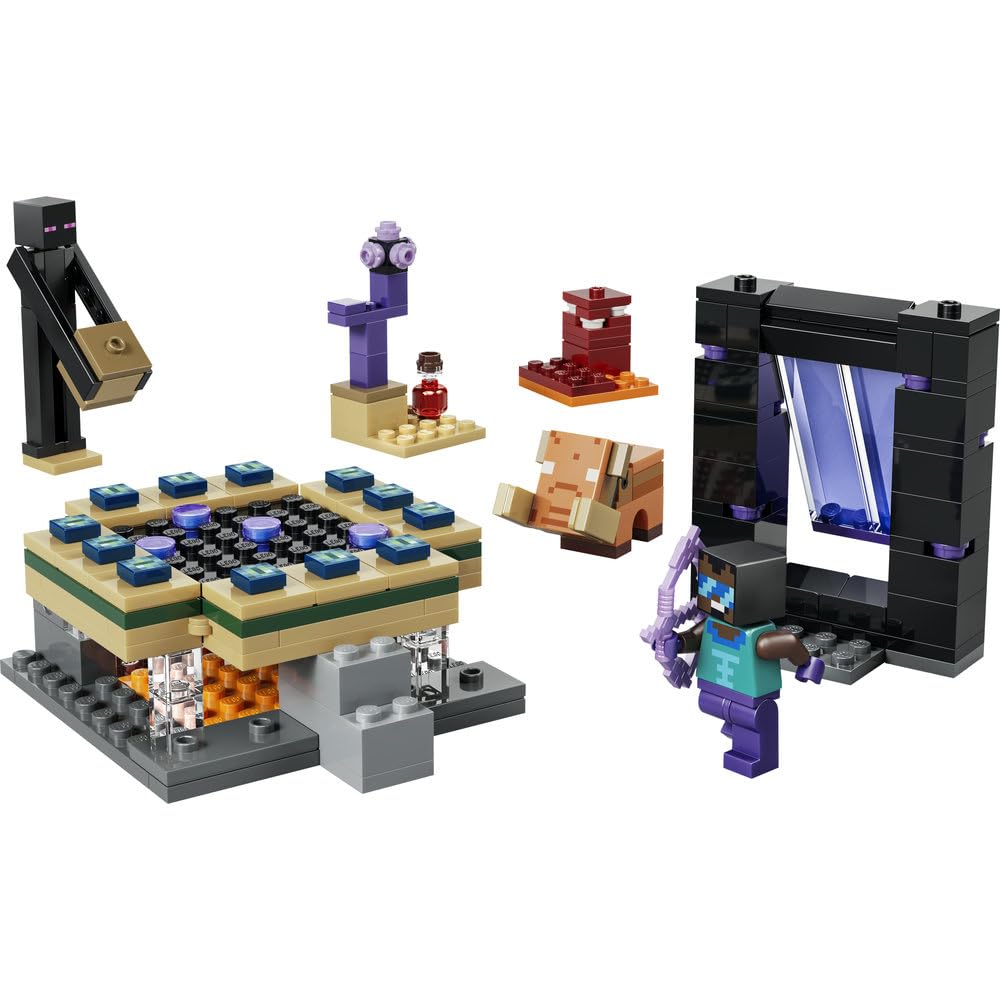 LEGO Minecraft Podróż przez portal Netheru i Kresu, zabawka konstrukcyjna dla dzieci z Endermanem i dwoma portalami, pomysł na prezent na urodziny dla 7-latka i gamingowa ozdoba do pokoju 21584