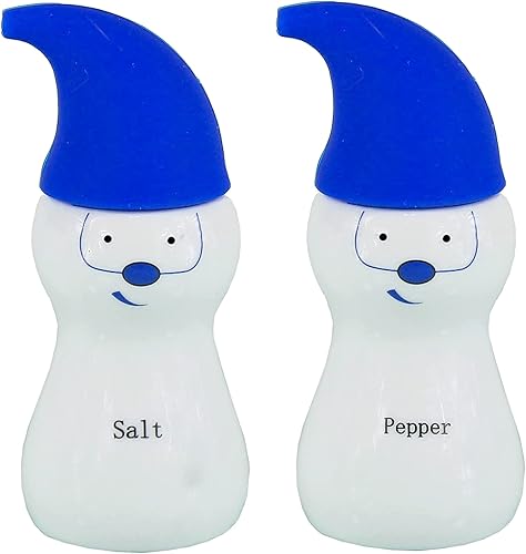 Cuisinox Juego de salero y pimentero de porcelana con caras bonitas, azul y blanco, 5 pulgadas