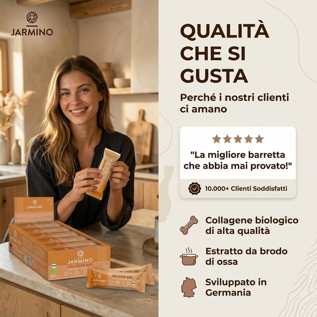 Barretta al Collagene | Barretta ad alto contenuto proteico Cioccolato alla Arachide 12x55g - Barretta ad alto contenuto proteico + senza olio di palma (Arachide)