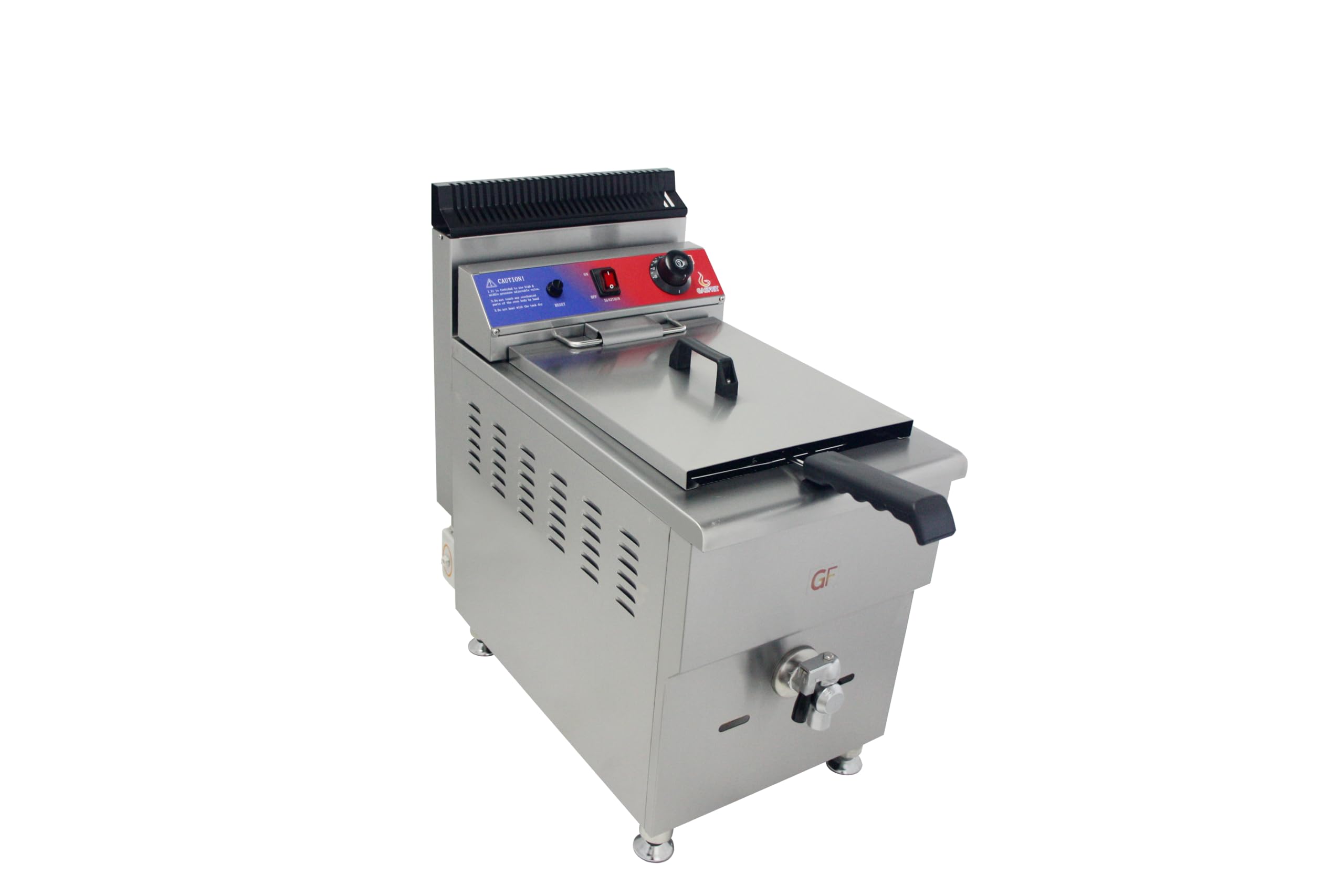 Freidora a Gas Profesional con Grifo 17L o 2x17L, Acero Inoxidable, Termostato EGO, Encendido Electrónico, Zona Fría, Hostelería, Bares, Restaurantes