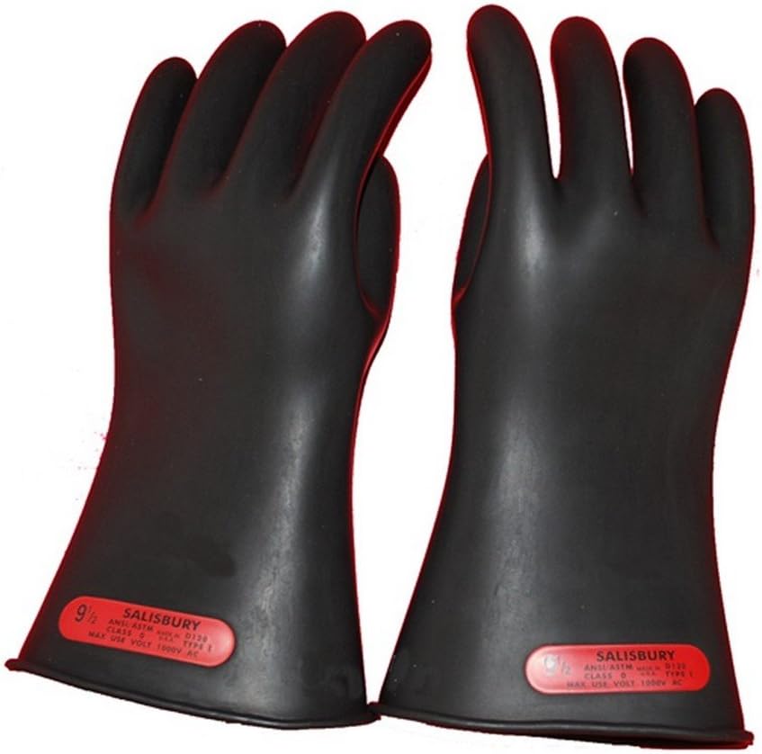 E014B10 Salisbury by Honeywell E014 14" Class 0 Rubber Linemen's Electrical Gloves, 10, Black/Red Two Tone, 10
