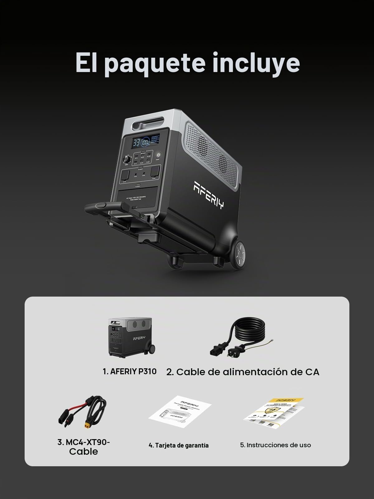 AFERIY 3600W Estación Energía Portátil 3840Wh LiFePO4 Con Sai Salida 3x230V Ca 3600W (7200W Pico) Generador Solar 2200W Carga Rápida Almacenamiento Energía Para El Hogar Camping Autocaravanas Viajes