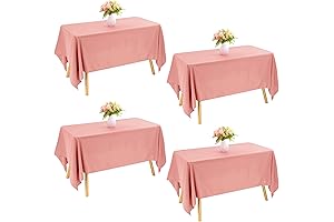 Dusty Rose Polyester Rectangle Tablecloth (Pack of 4) for 6 Foot Banquet and Wedding Tables