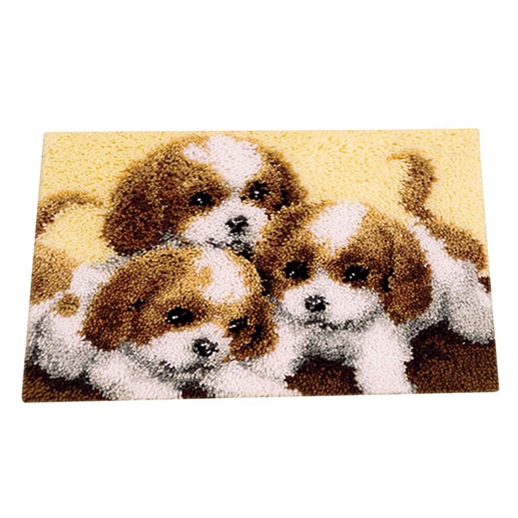 KBOLAE Latch Hook Kits with Basic Tool and Instruction for Rug Making Three Dogs, 3 Dogs