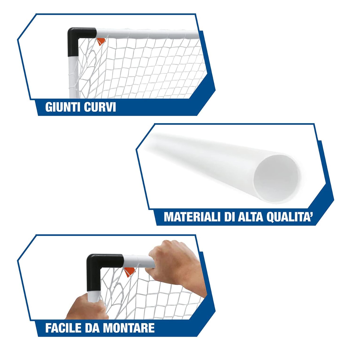Mondo 18054 – 2 w 1 Goal Post, 2 bramki 91,5 x 63 cm lub 1 bramka 183 x 121 cm i mini piłka