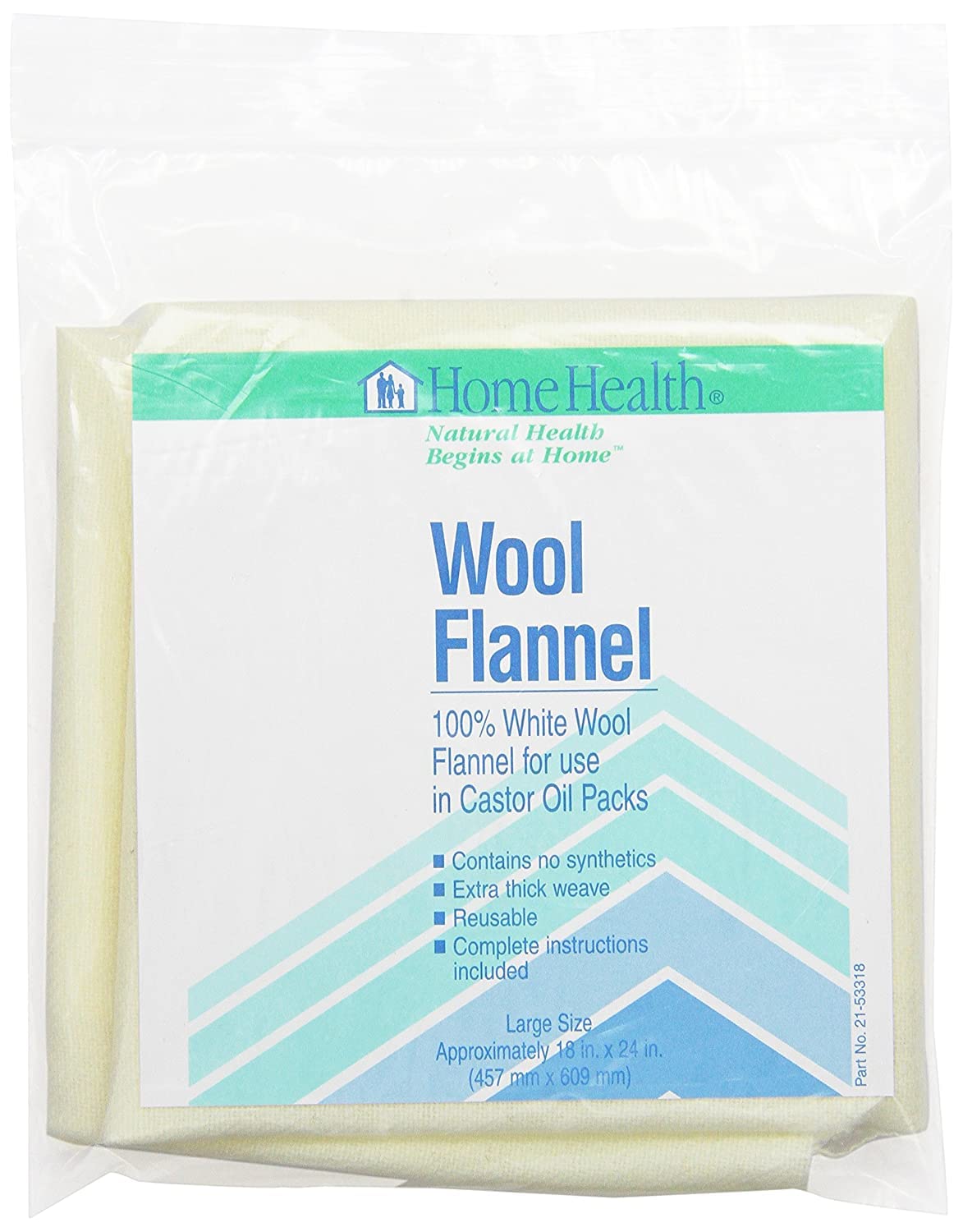 Home Health Wool Flannel - Large Size, 18" x 24" - 100% White Wool, Extra Thick Weave, Unbleached, No Synthetics, for Castor Oil Packs, Reusable - Cruelty-Free, Eco-Friendly