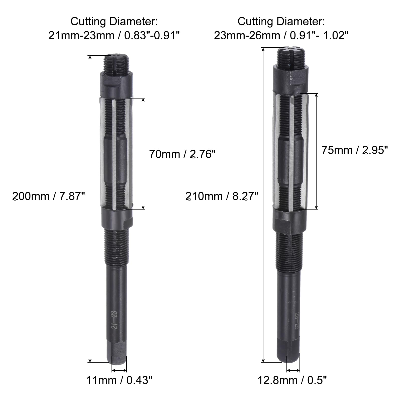 QUARKZMAN 2pz Alesatore Manuale Set 21mm-23mm 23-26mm Regolabile H8, Alesatori Metrici Punta Trapano per Alesatura Fori in Metallo Legno, 6 Flauti Dritti