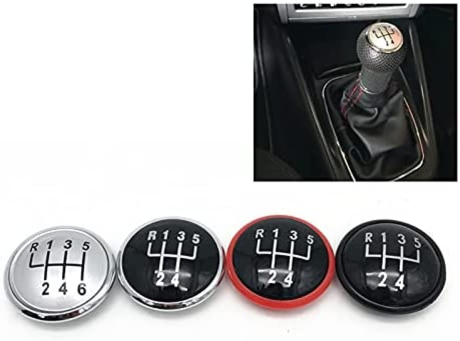 Funda para pomo de palanca de cambios de coche de 5/6 velocidades, emblema de emblema de repuesto para VW Golf, Jetta MK3, MK4 GTI, ajuste para Bora Fit para Polo Fit para Ibiza Fit para Caddy (C)