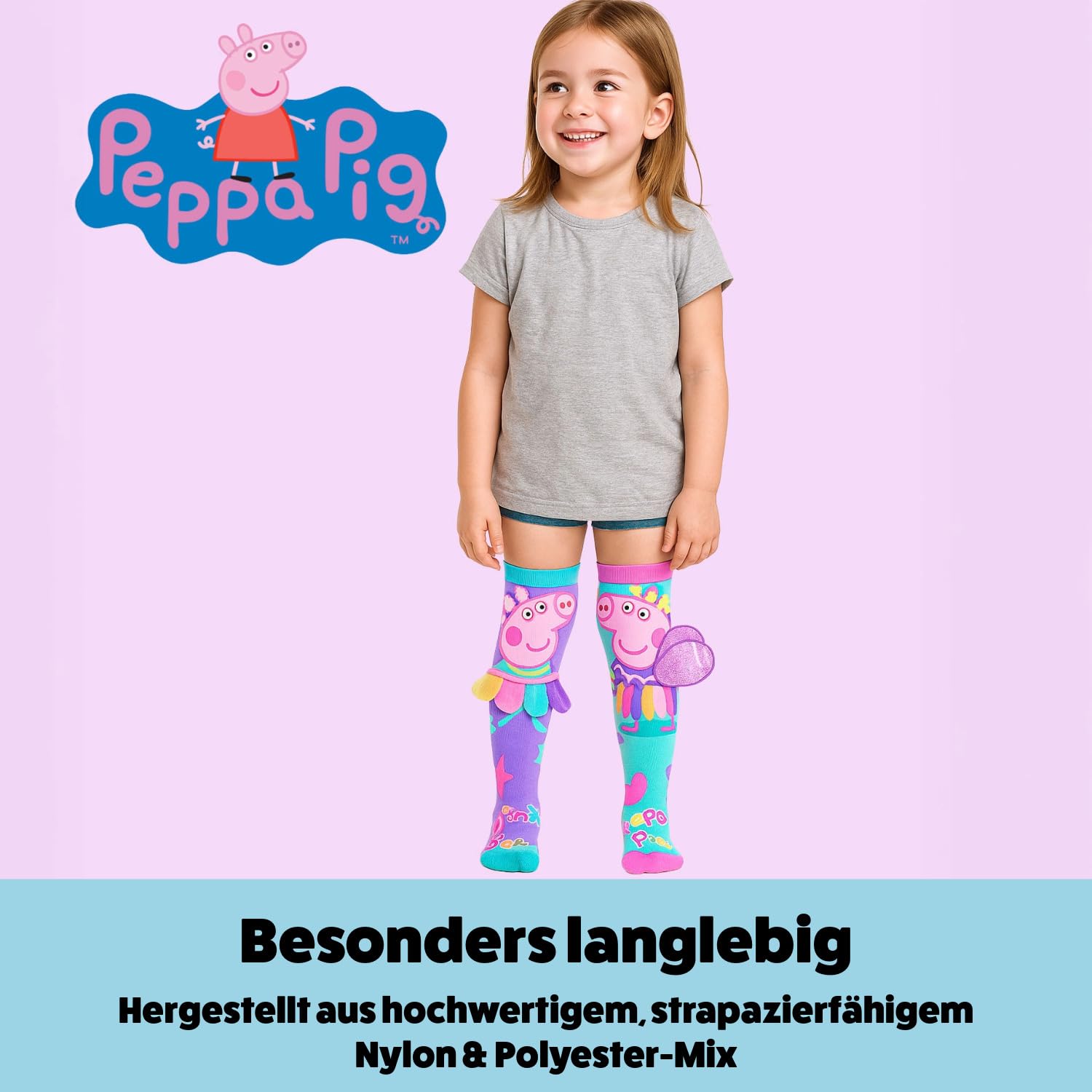 MADMIA Unisex Peppa Pig Fairy 3D Peppa Wutz Elfen Socken für Kinder & Erwachsene für 6 bis 99 Jahren (29029MM), Bunt, Einheitsgröße