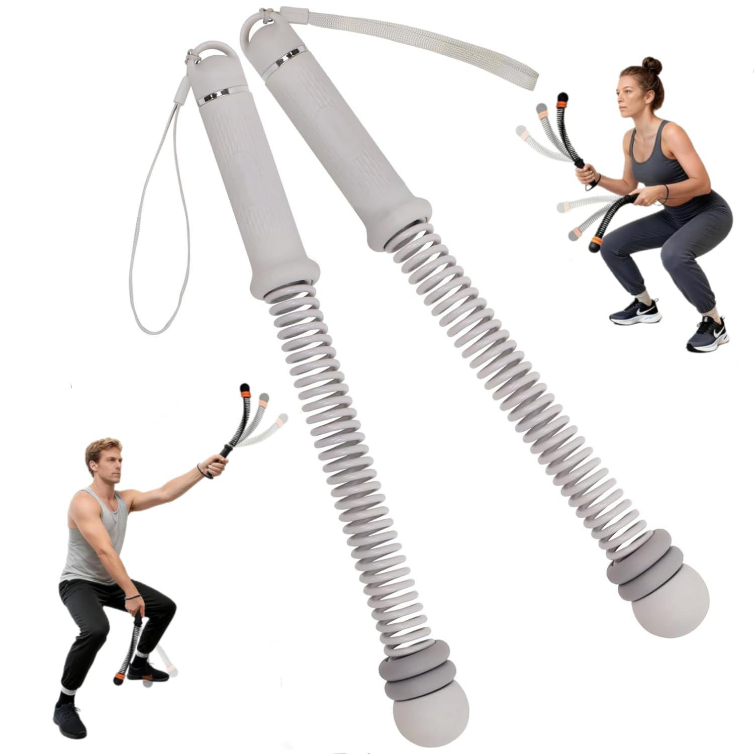 Weighted Ropeless Battle Rope, 2026 Upgrade Portable Silent Home Workout Equipment for Full Body Toning, Fat Burning & Cardio, Strength Training Office Gym Exerciser for Arms, Core, Butt (Grey)