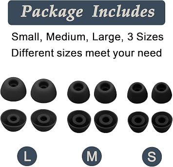 Ear Tips for Samsung Galaxy Buds 2 Pro, 6 Pairs Silicone Replacement Earbud Tips S/M/L, Earbuds Ear Tips Buds Set (Black)