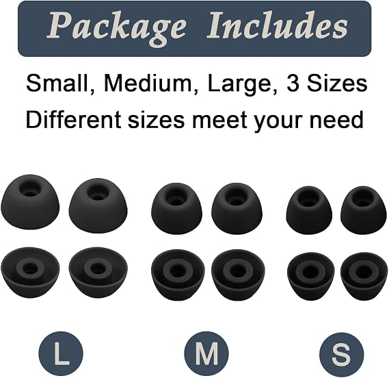 Ear Tips for Samsung Galaxy Buds 2 Pro, 6 Pairs Silicone Replacement Earbud Tips S/M/L, Earbuds Ear Tips Buds Set (Black)