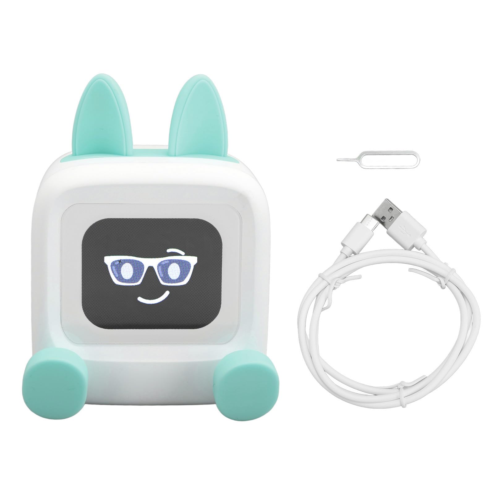 Reloj Despertador Inteligente con Altavoz Bluetooth, Pantalla de 2,01 Pulgadas, Modo de álbum de Fotos GIF con Batería de 3000mAh, para Decoración de Escritorio de Hogar y (Verde Claro)