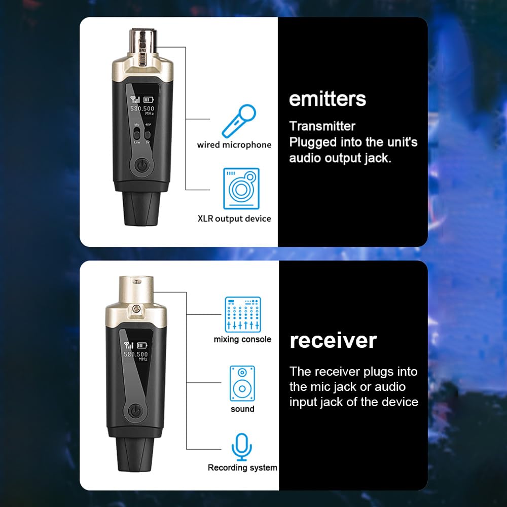 Microfonico Wireless di Alta qualità Modalità Regolabili Batteria a Lunga Durata per Cantanti e Presentatori