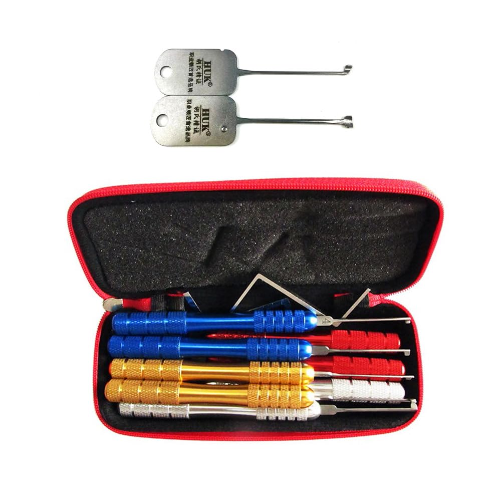 Qidai Colorful Huk 8Pcs Dimple Lock Pick Set With 2Pcs Portable Kabalock Quick-Opening Tool,Kaba Door Lock Double-End Lock Pick Set For Locksmith