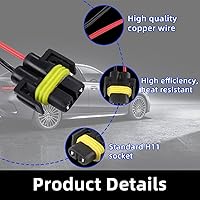 Vista 3 de Kewucn 2 piezas H8/ H9/ H11 adaptador hembra para coche, arnés de cableado, conectores de cable, universal para faros o luces antiniebla, arnés