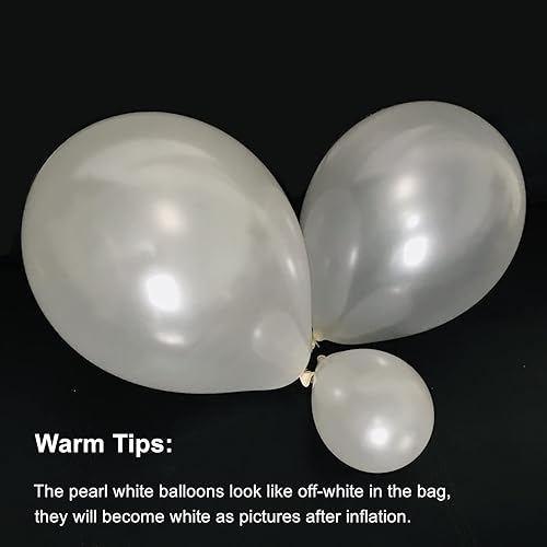 Miniatura 6 de Globos de látex blanco perla de 10 pulgadas, 100 globos gruesos para decoración de cumpleaños (blanco perla)