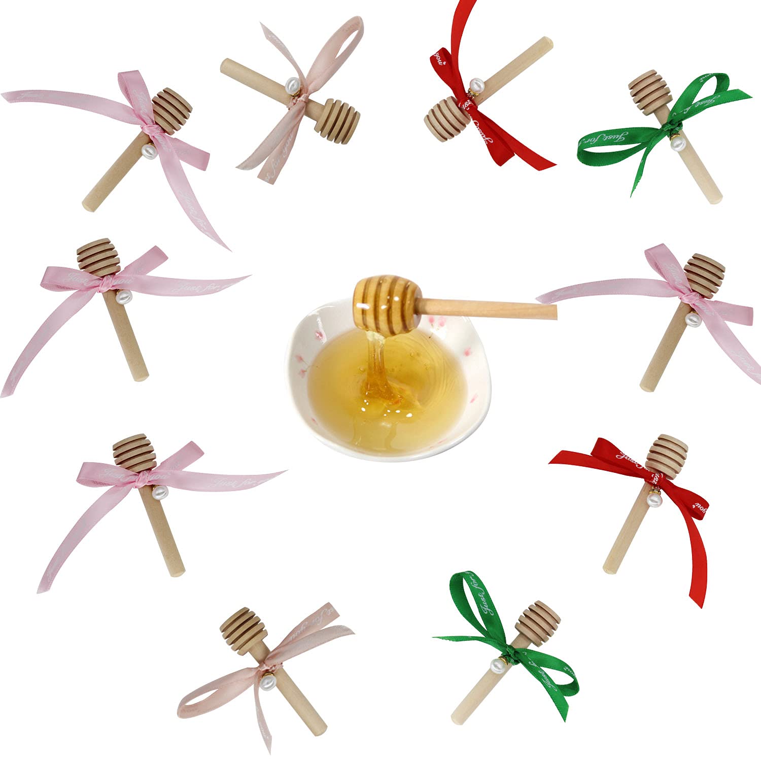8 Pack Honey Dipper,6 Inch Little Honeycomb Sticks,Reusable Dipper for Honey Jar Dispense Honey Crafts Decorations and Wedding Party Gift … (wood)