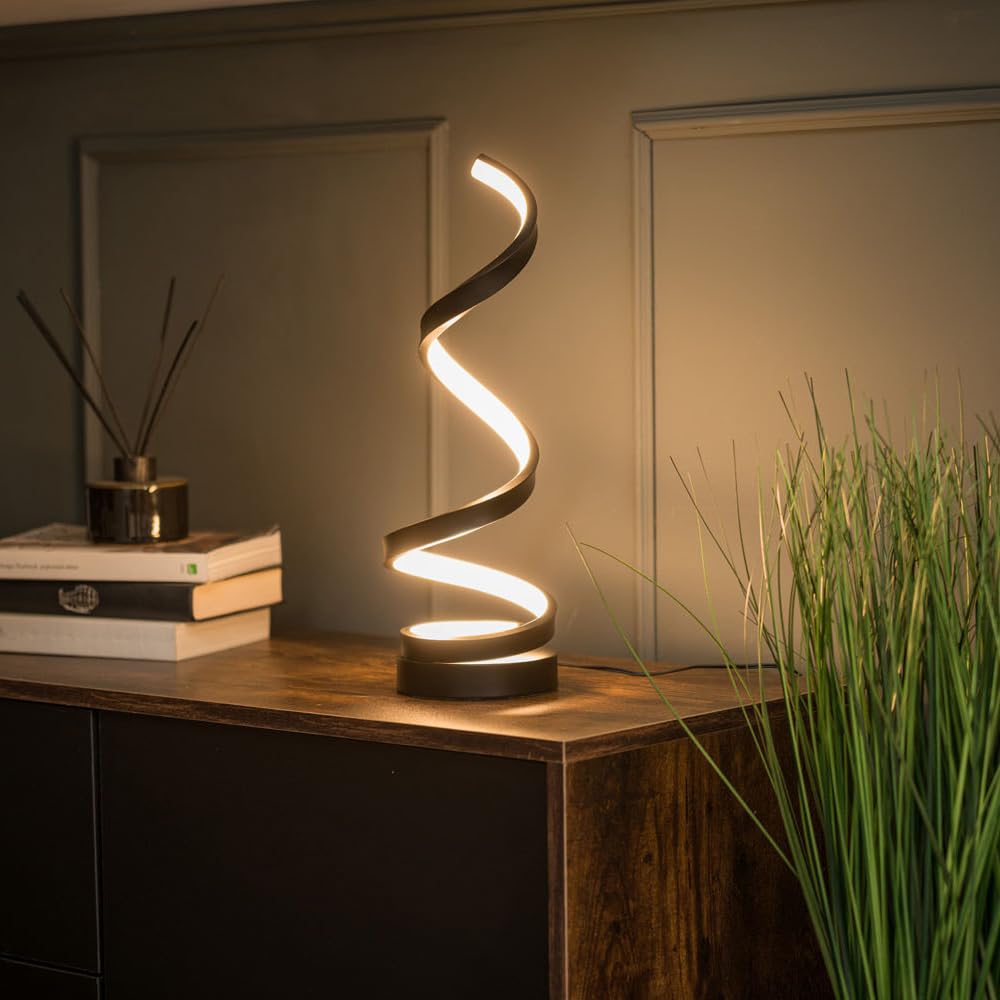 ValueLights Infinity Black Integrated LED Table Lamp - Metal - Touch Control - 3000k Warm White