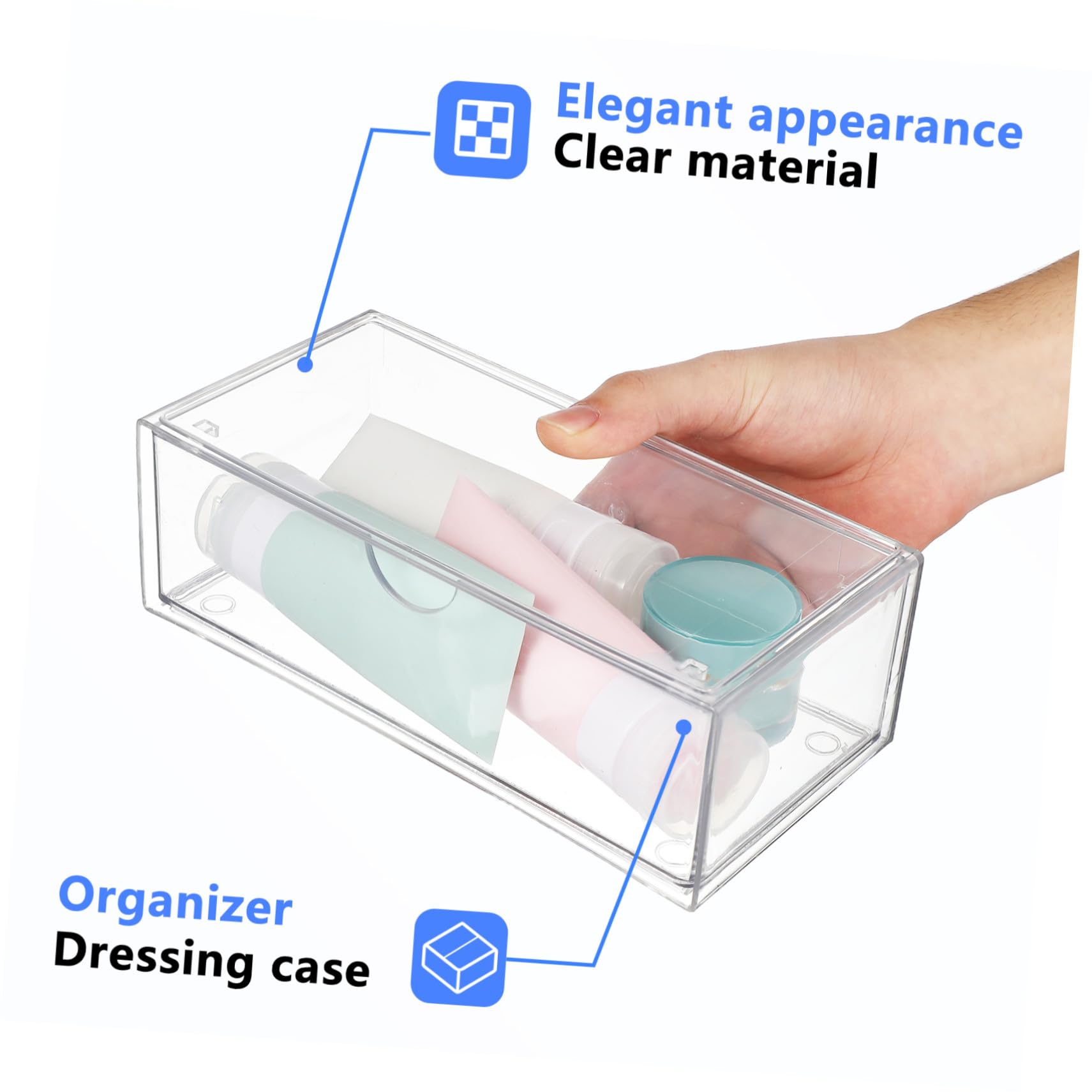 3 piezas Caja Organizadora Maquillaje Transparente con Tapa Organizador de Cosméticos con Compartimentos para Lápices Labiales y Algodón Almacenamiento Compacto y Resistente para
