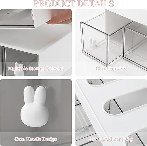 Miniatura 6 de VACONICO Organizador de escritorio apilable con 2 compartimentos, organizadores de cajones de escritorio para suministros de oficina, almacenamiento