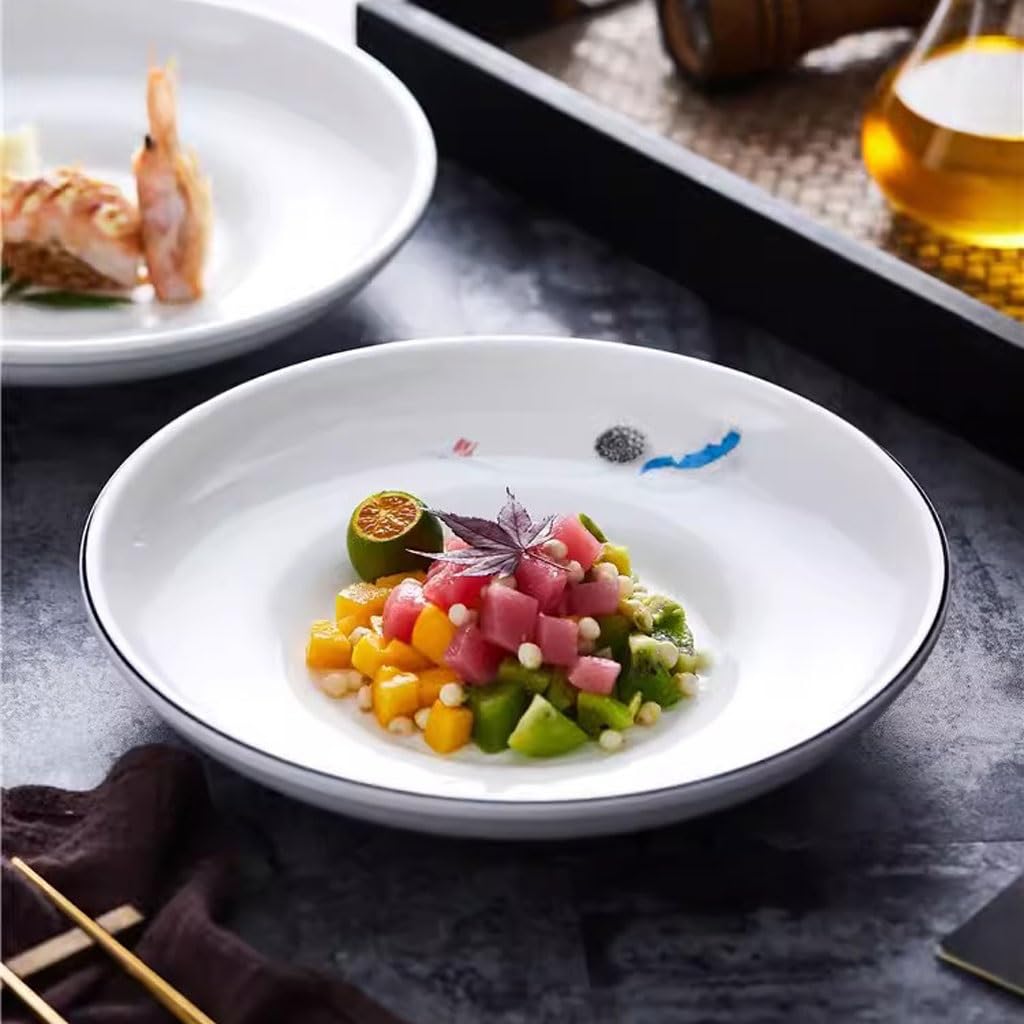 Forniture Per Feste Piatto fondo con testa di pesce al pepe tritato, piatto profondo, ristorante di casa, hotel creativo, piatto speciale for cena, grande piatto rotondo a forma di piatto fondo Piatti