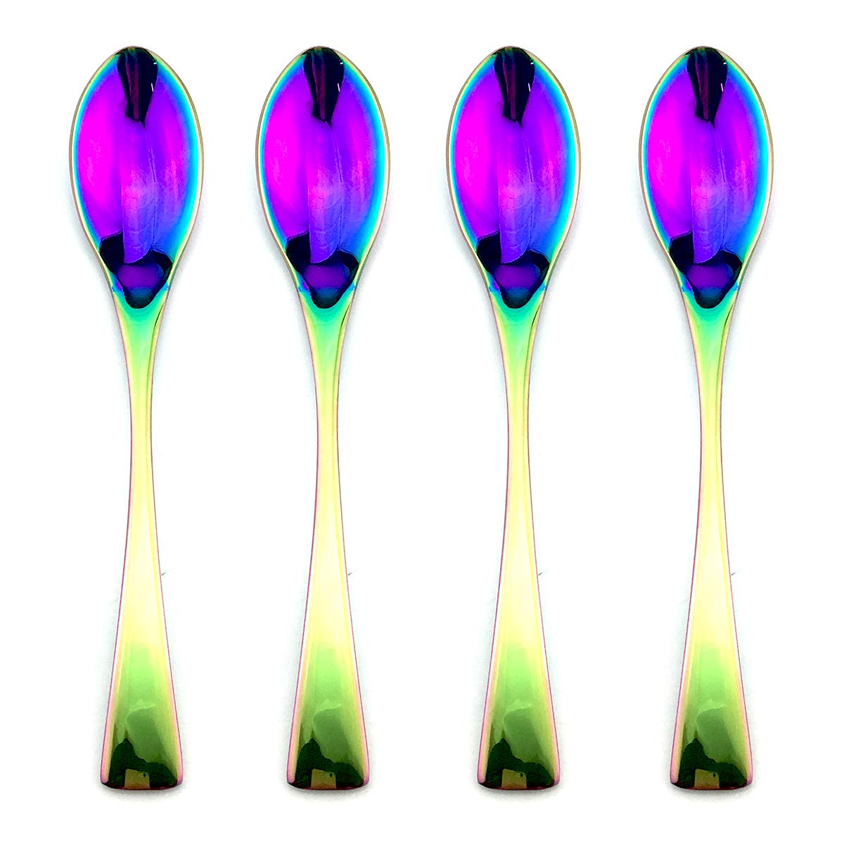 Gugrida Luxury 4-piece 18/10 Stainless Steel Flatware Set Mirror Polishing Rainbow Colorful Salad Spoon Dessert Spoon ?7.87 inch?