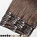 Produktbild Clip In Extensions Echthaar Remy Haarverlängerung 100% Echthaar für komplette Glatt 33cm-80g (#4 Mittelbraun)