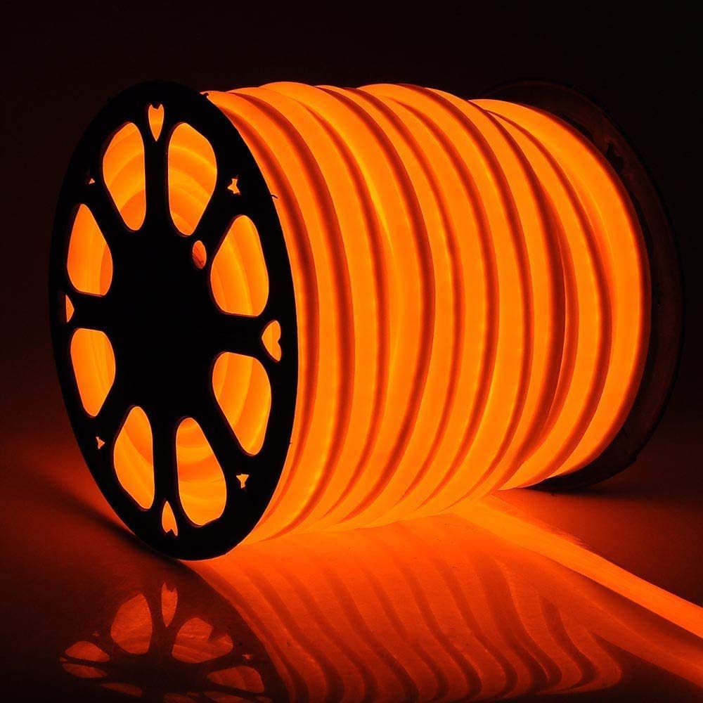 US Stock 110V 150'ft Flexible LED Neon Rope Light Halloween Party Store Home Garden Decor Indoor/Outdoor Soft Tube Lighting Strips Bright Commercial (