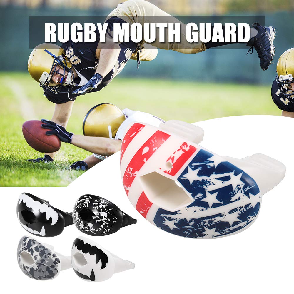 Aymzbd Sportschutz – Mundschutz Für Rugby, Fußball & Kampfsport, Mit Atemloch, Abnehmbarer Gurt, Cooles Skull-Design
