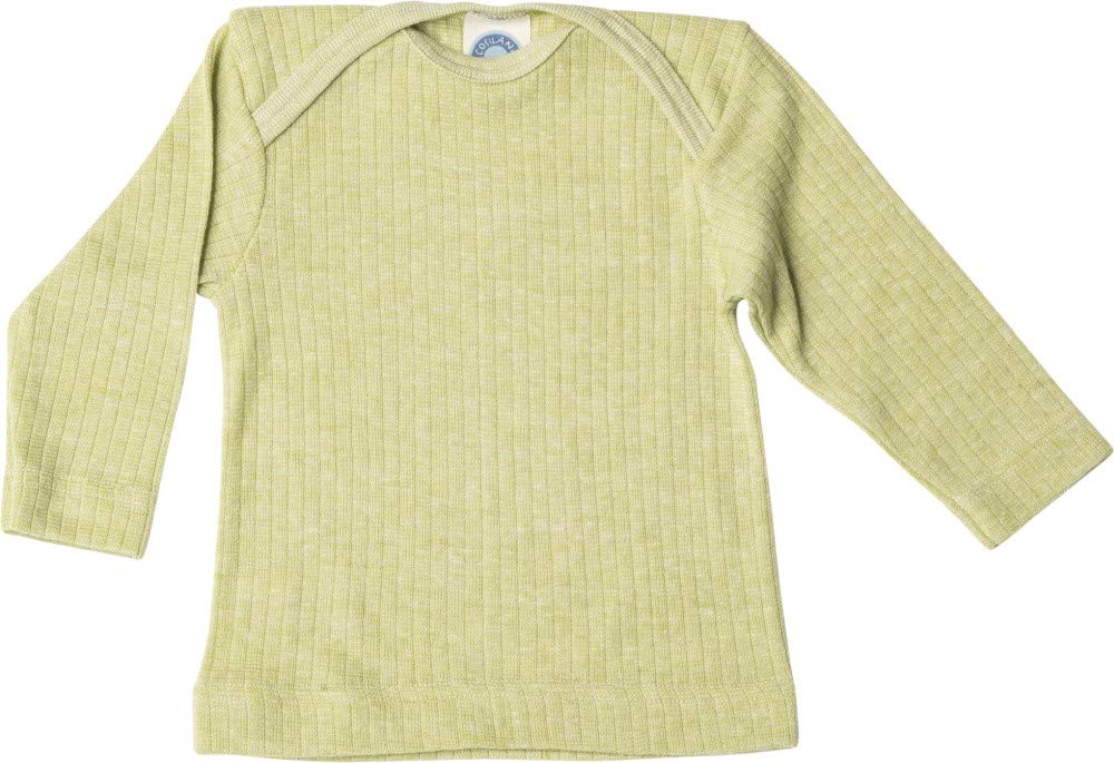 Cosilana, Baby T-Shirt Long Sleeve, 45% Organic Cotton, 35% Organic Merino Wool, 20% Silk (3-7 Months (Height 23-27) (62/68), Green Melange)