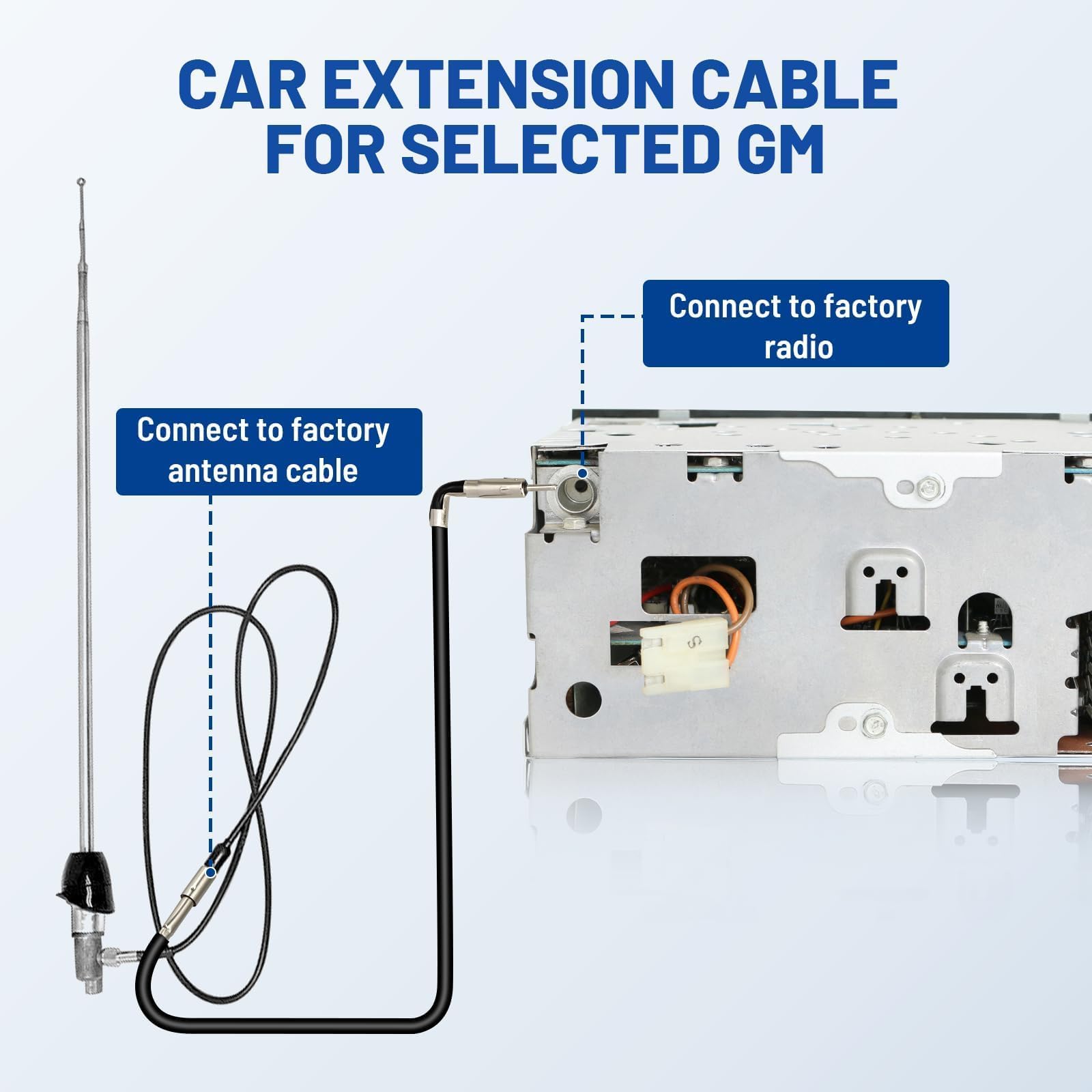 Anina Cable de extensión de antena de radio AM FM de 9 pulgadas para GM Chevrolet GMC Buick Factory de 1988 en adelante, adaptador de antena macho a hembra para vehículo estéreo con mini enchufe sin