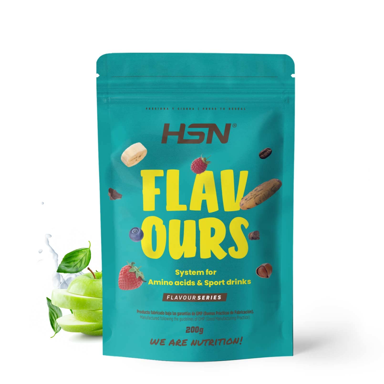 Saborizante para Aminoácidos y Bebidas Deportivas de HSN | Sabor Manzana 200 g = 36 Tomas Por Envase | Para la Dieta Keto y Vegana | Extremadamente Bajo en calorías y azúcar | No-​GMO, Sin Gluten