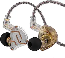 Linsoul KZ ZS10 Pro, monitor intra-auricular com 5 drivers 4BA+1DD, fones de ouvido com fio HiFi, fones de ouvido para jogos, fones de ouvido IEM híbridos com placa frontal de aço inoxidável, cabo removível de 2 pinos