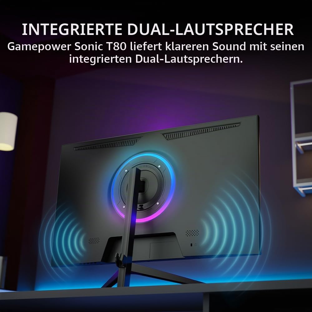 GAMEPOWER Sonic V40 Full HD 27 Zoll Gaming Monitor, 240Hz 0,5ms, Fast IPS, 1920x1080p Bildschirm, 134% sRGB, FreeSync & G-Sync kompatibel, RGB-Beleuchtung, mit Lautsprecher, VESA, HDMI 2.0 DP 1.4