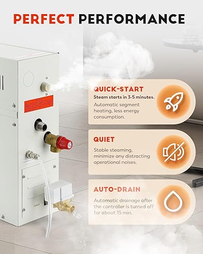 Miniatura 2 de CGOLDENWALL Generador de vapor de lujo de 10.5 KW, kit completo de sistema de ducha para sauna de vapor para el hogar, spa, generador de baño de