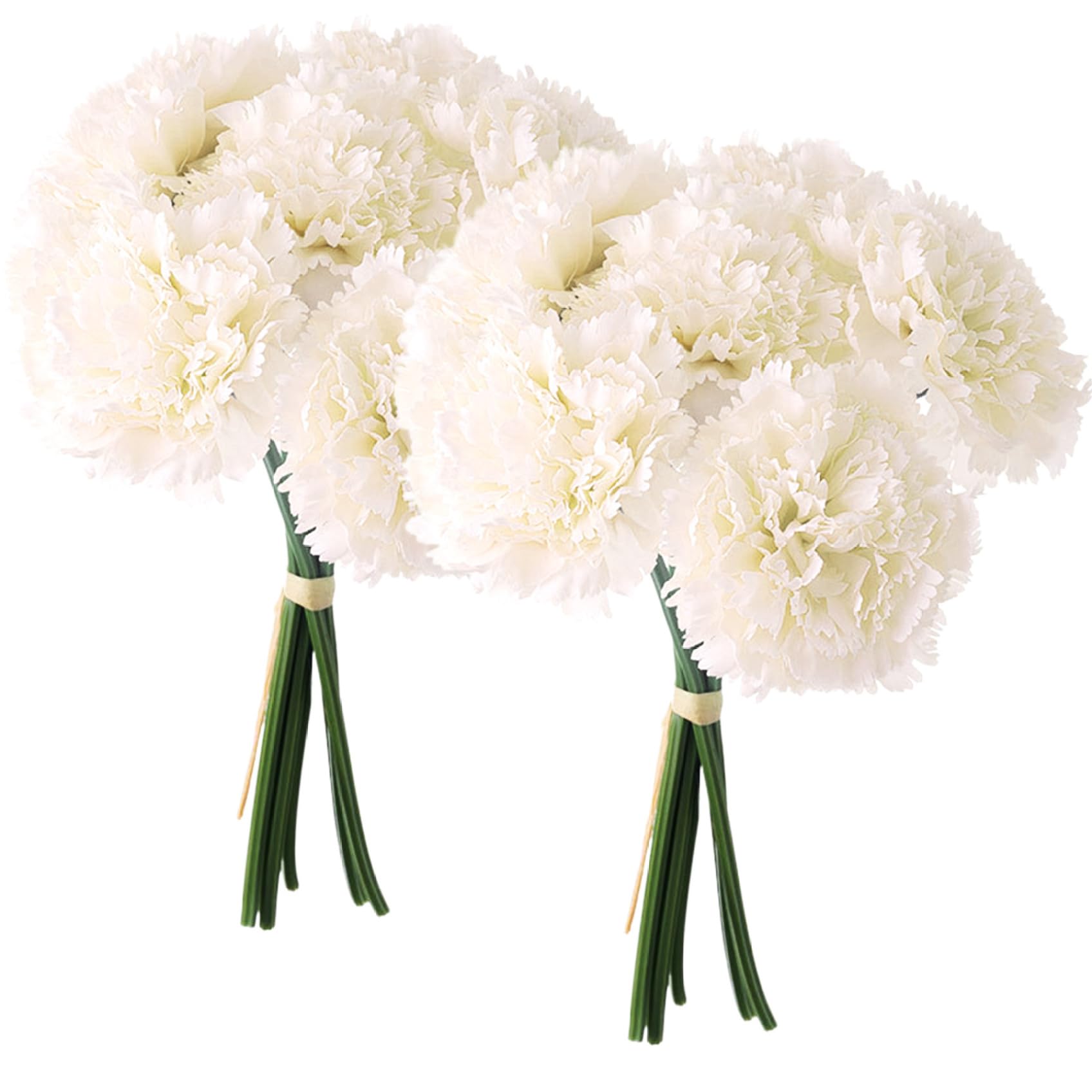 NASSMOSSE Artificial Carnations 2 Bouquets 6.3x10.2in DIY Realistic Carnations Artificial Flowers Decorative Silk Flowers for Wedding Mother's Day, Milky White